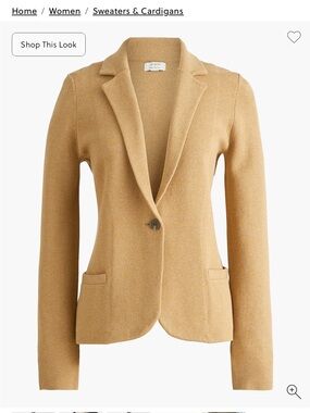 J. Crew Women's Camel Knit Single-Button Sweater Blazer